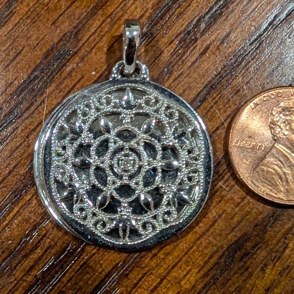 Sterling and diamond mandala locket or pendant